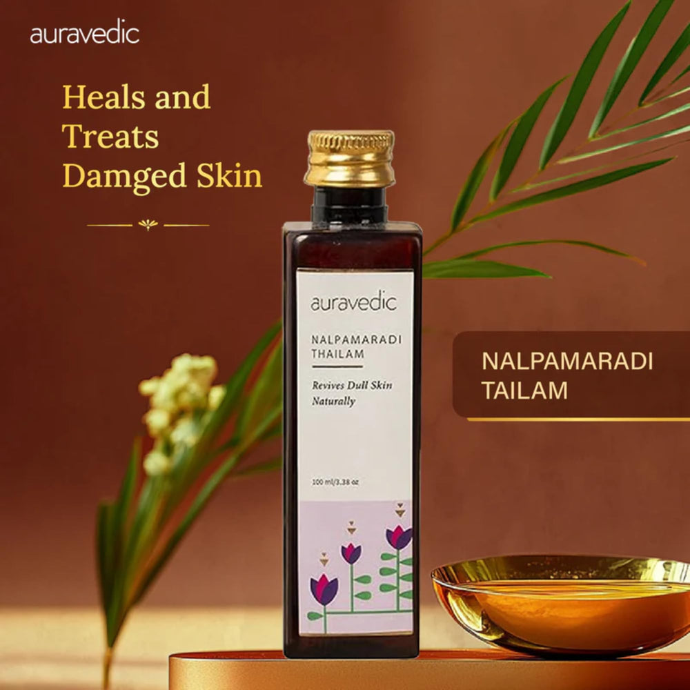 Auravedic oil texture close-up illustrating lightweight absorption benefit
