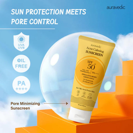 Auravedic close-up pump dispensing lightweight sunscreen texture