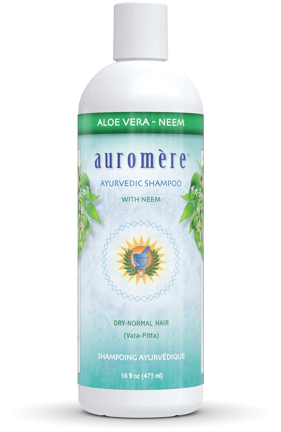 Auromere front bottle showing aloe neem label and benefits