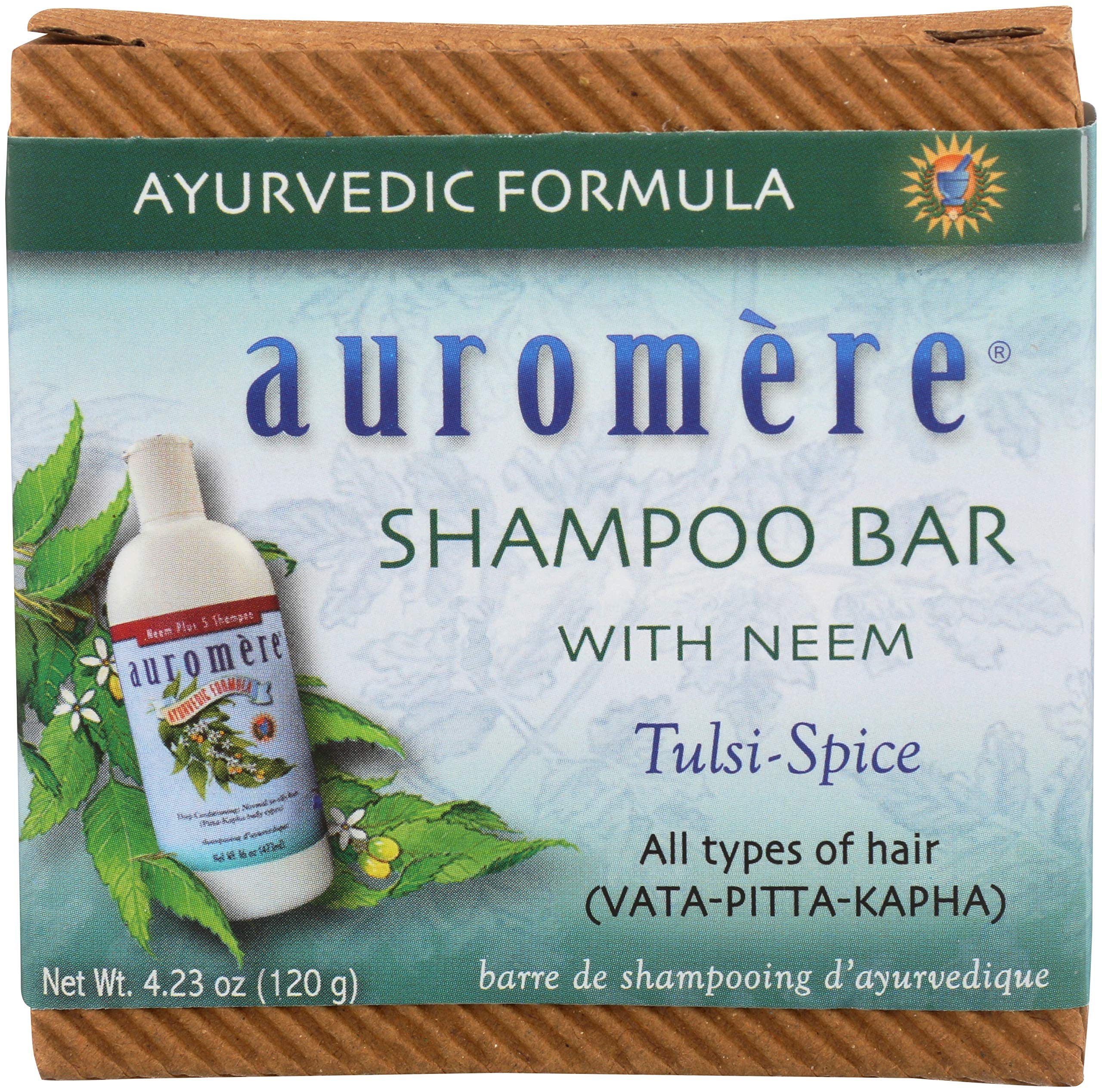 Auromere front packaging showing zero-waste box and product weight benefit