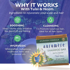 Auromere bar in hand creating lather to show easy multi-use benefit