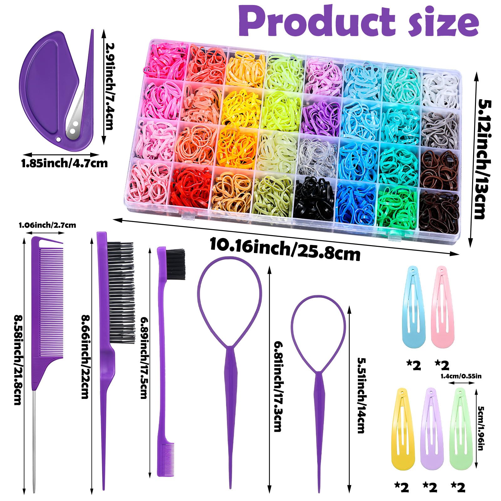 auroray clear organizer box open with colorful bands, easy access