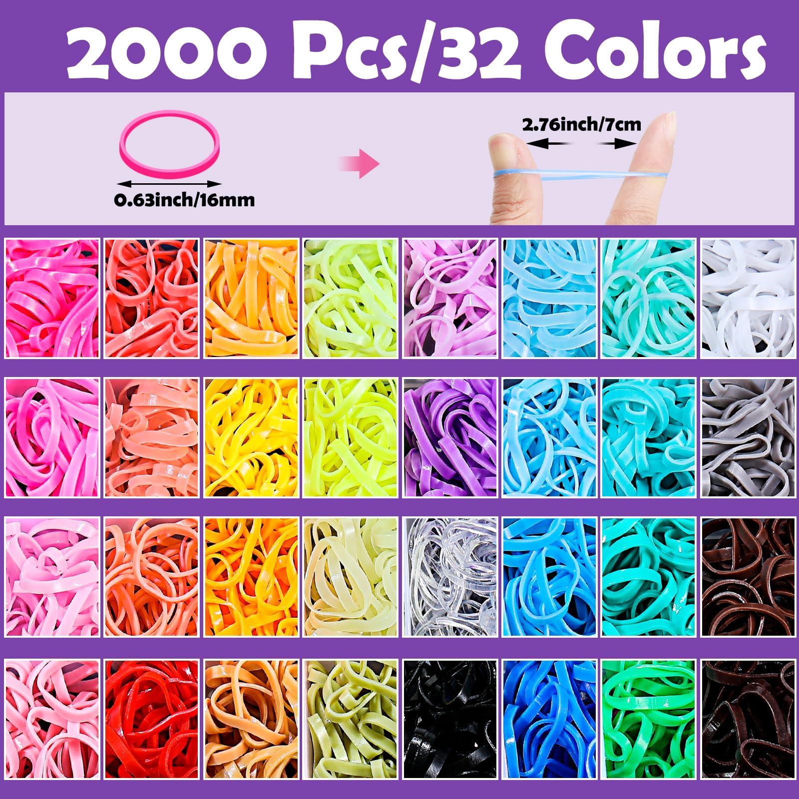 auroray closeup of 32 color bands, vibrant palette for styling