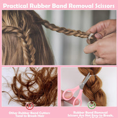 auroray combing and double-ended brush tools arranged to show precise parting benefit