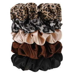 auroray front packaging showing five jumbo satin scrunchies and product variety benefits