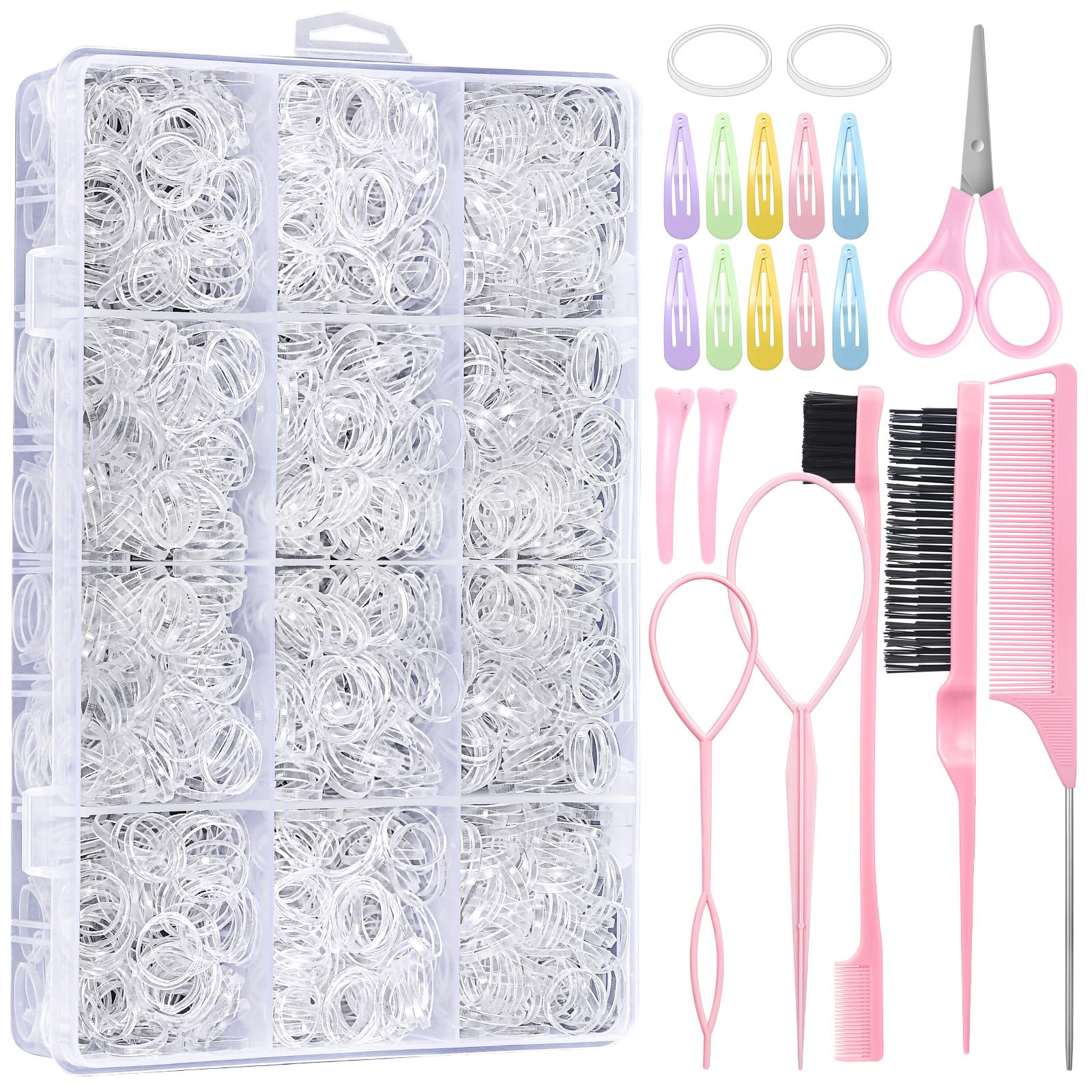 auroray front packaging showing the full clear hair tie kit and benefit of complete set