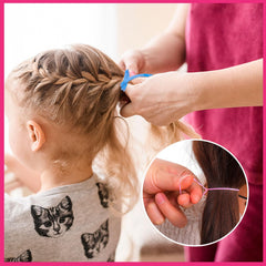 auroray child wearing colorful ponytail using small bands for tidy look