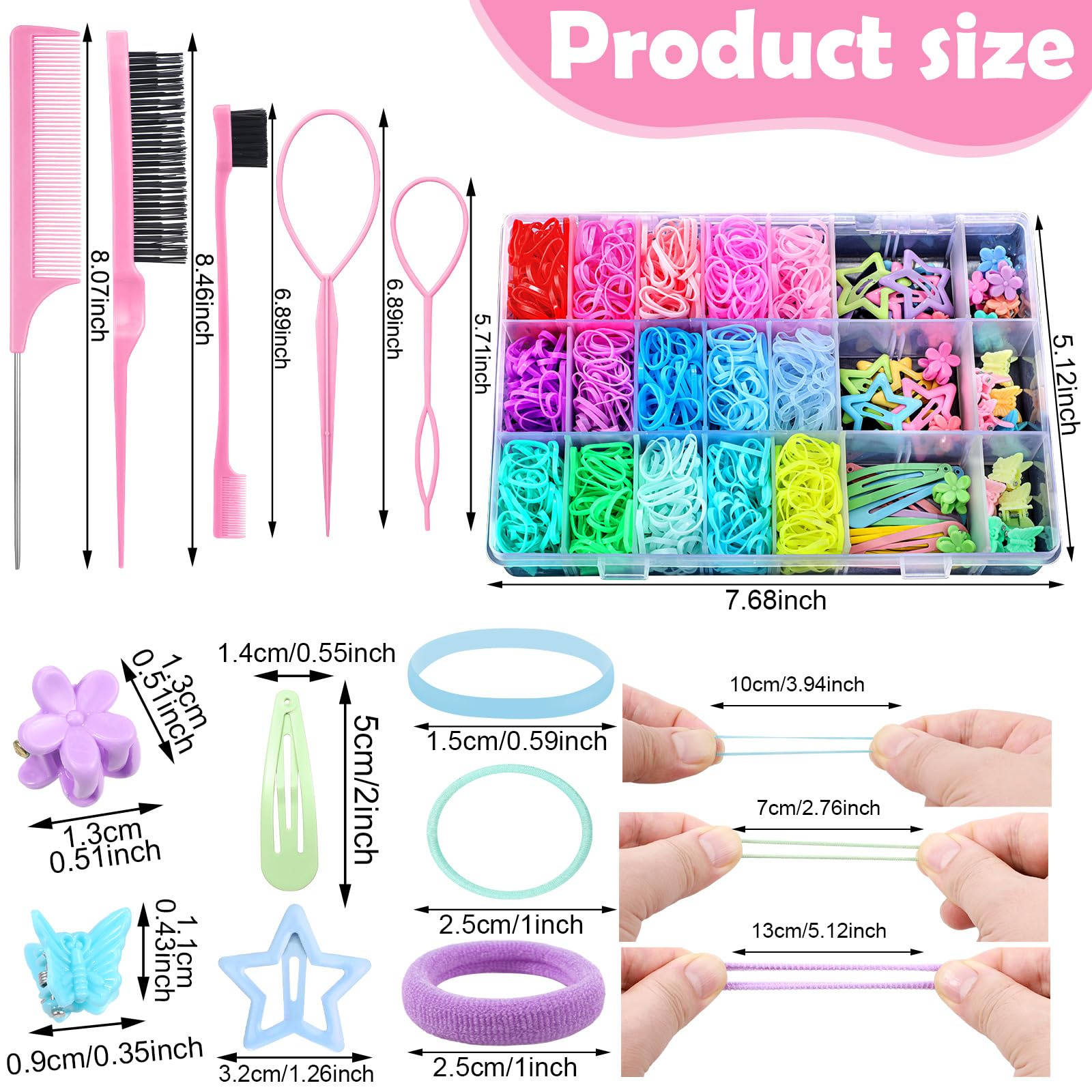 auroray colorful rubber elastics spread showing variety and durable hold