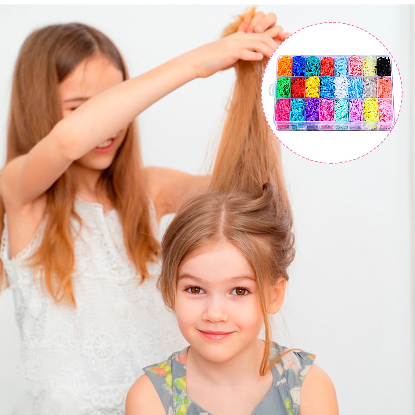 auroray toddler with small ponytails using bands for gentle hold benefit