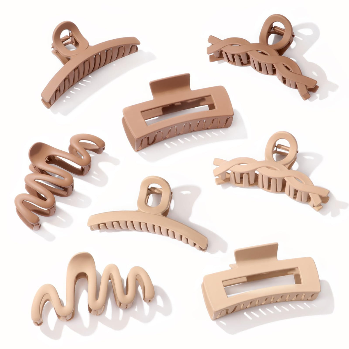 AuroTrends front view of beige and khaki clips in gift-ready packaging with neutral appeal