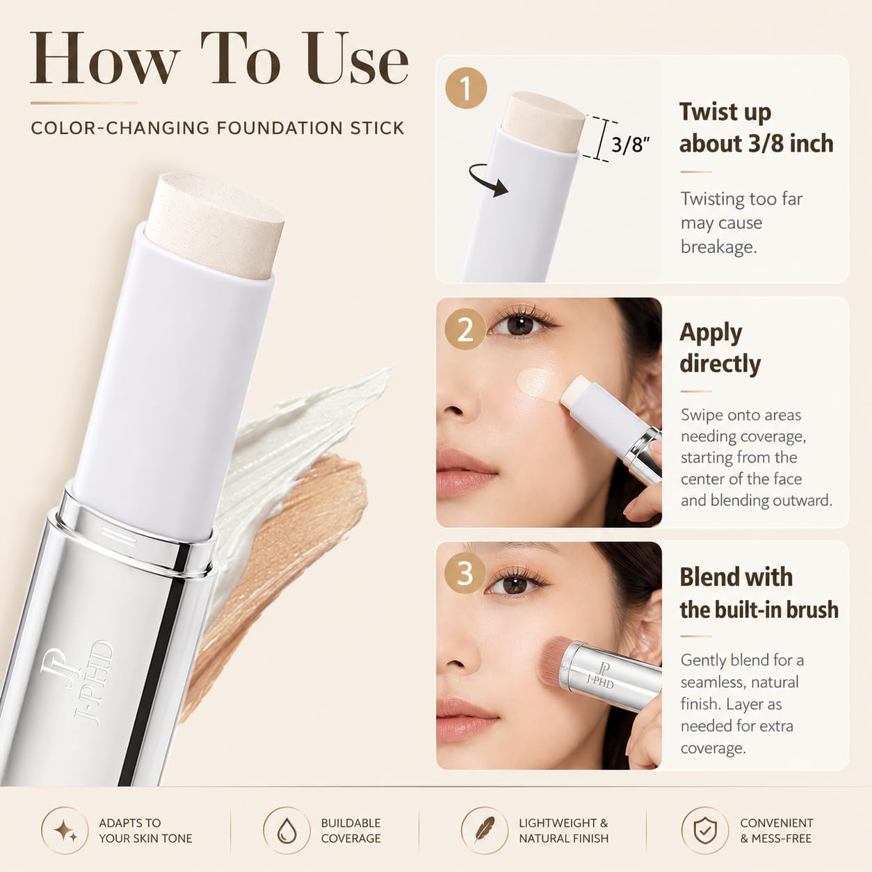 Aurovida before and after swipe on skin showing natural light coverage