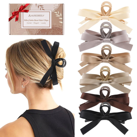Auseibeely front view of bow clip packaging showing set and style benefits