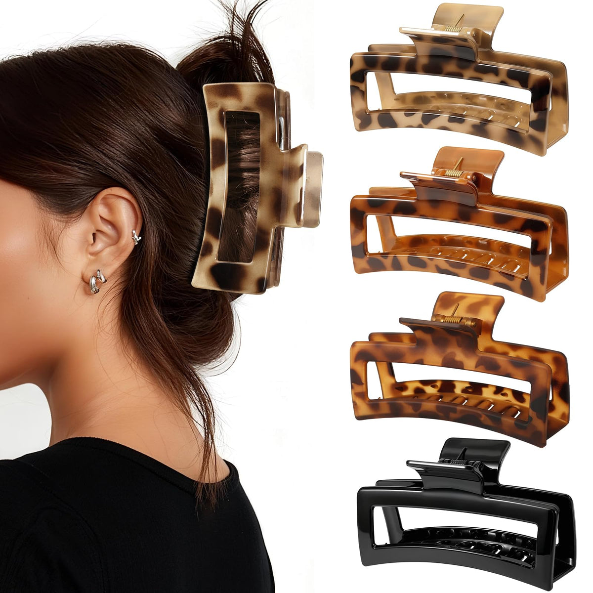 Auseibeely front view of 4-pack jumbo clips showing colors and glossy finish benefit