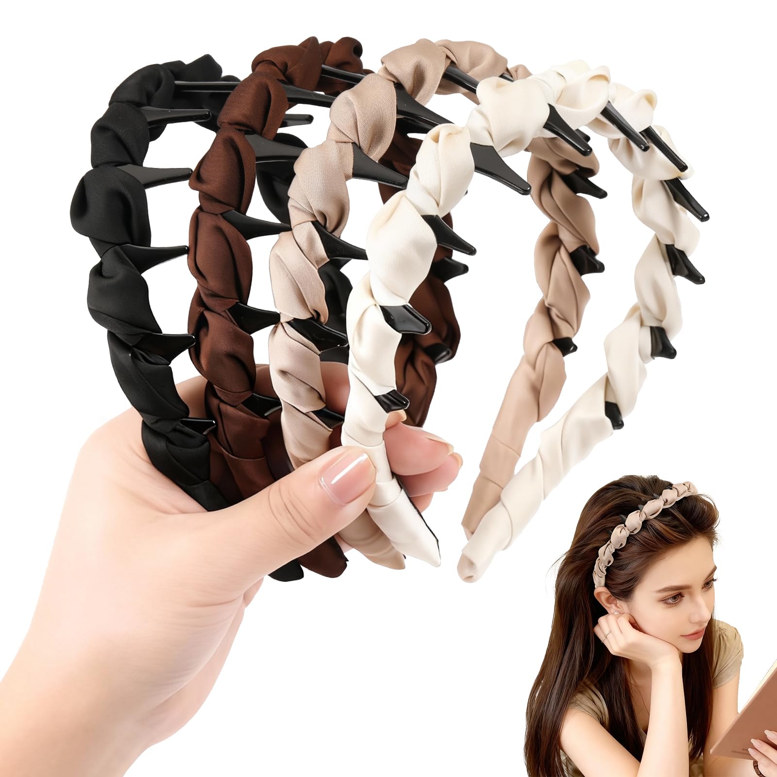 Auseibeely headbands front view showing neat packaging and easy styling benefit