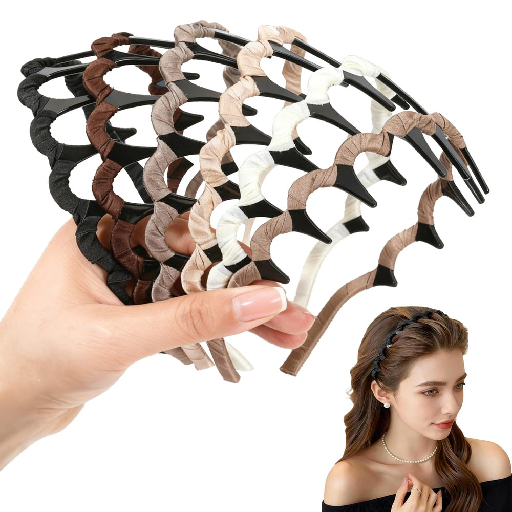 Auseibeely front view of six headbands showing color variety and neat packaging for gifting