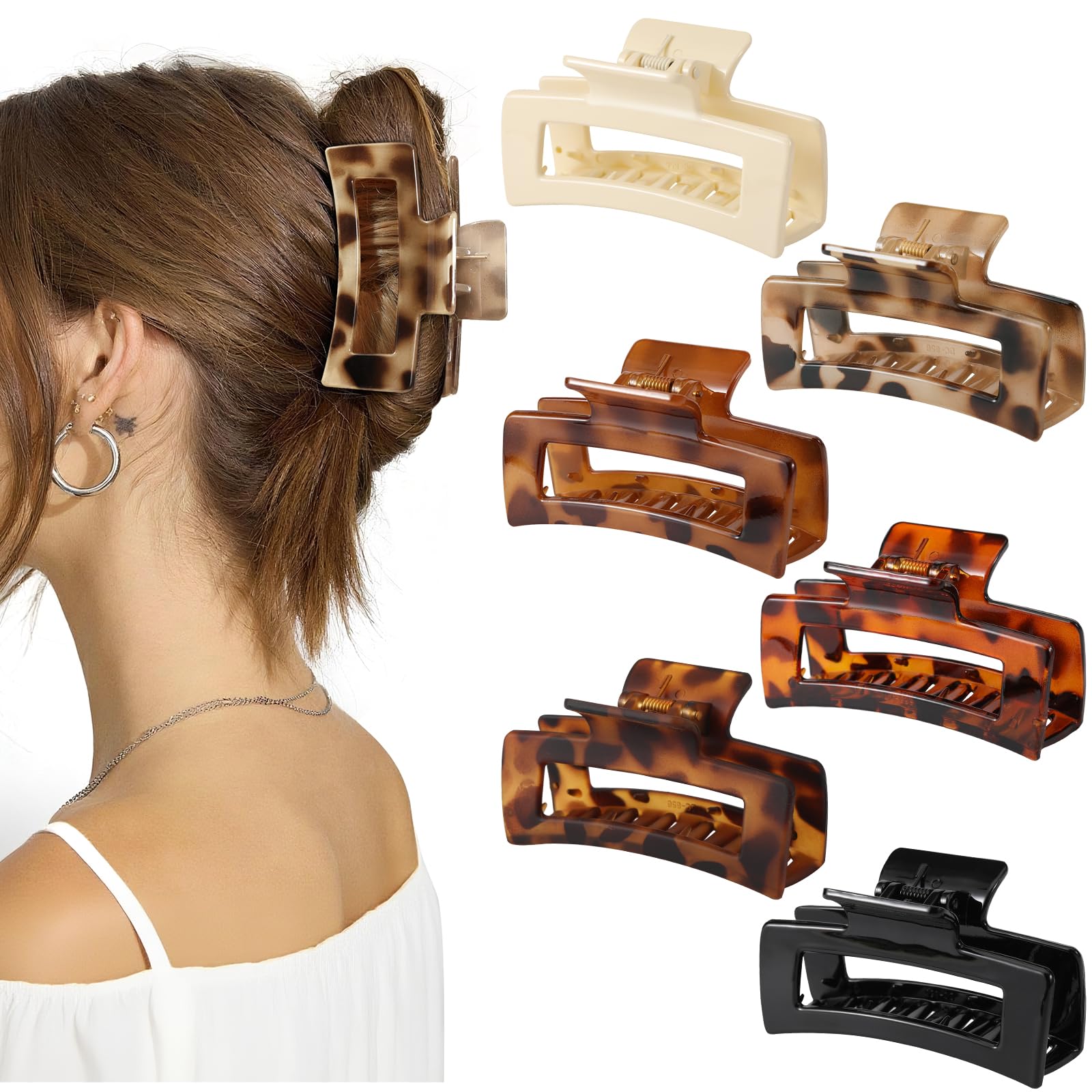 Auseibeely front packaging showing six tortoise shell clips, stylish storage benefit