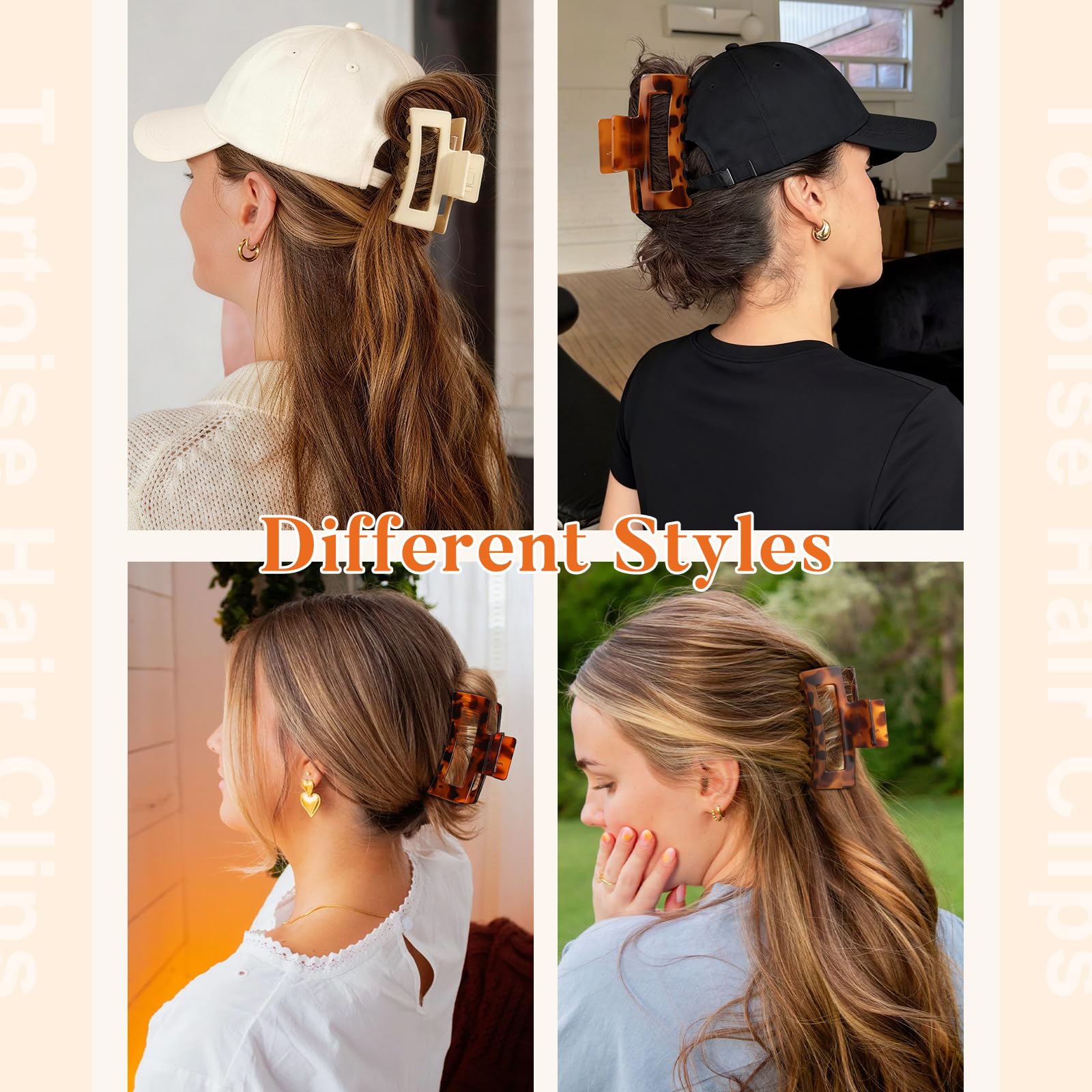 Auseibeely neutral black and beige clips arrayed to show color versatility benefit