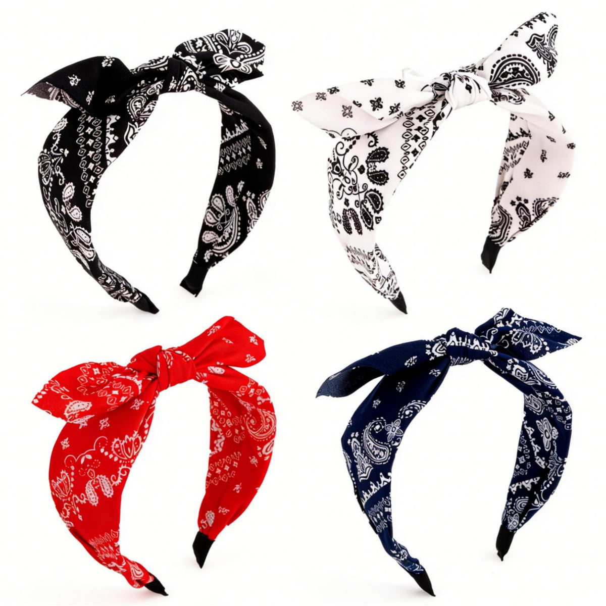 aushamtai front view showing paisley headbands and packaging benefit: instant style