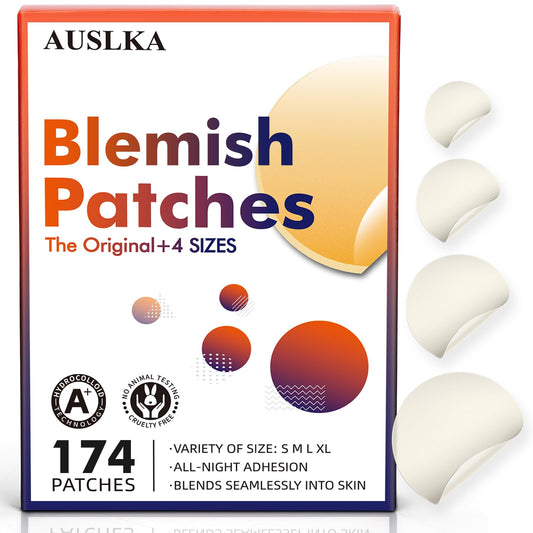 AUSLKA pack front showing 175 hydrocolloid spot dots and branding for convenient use