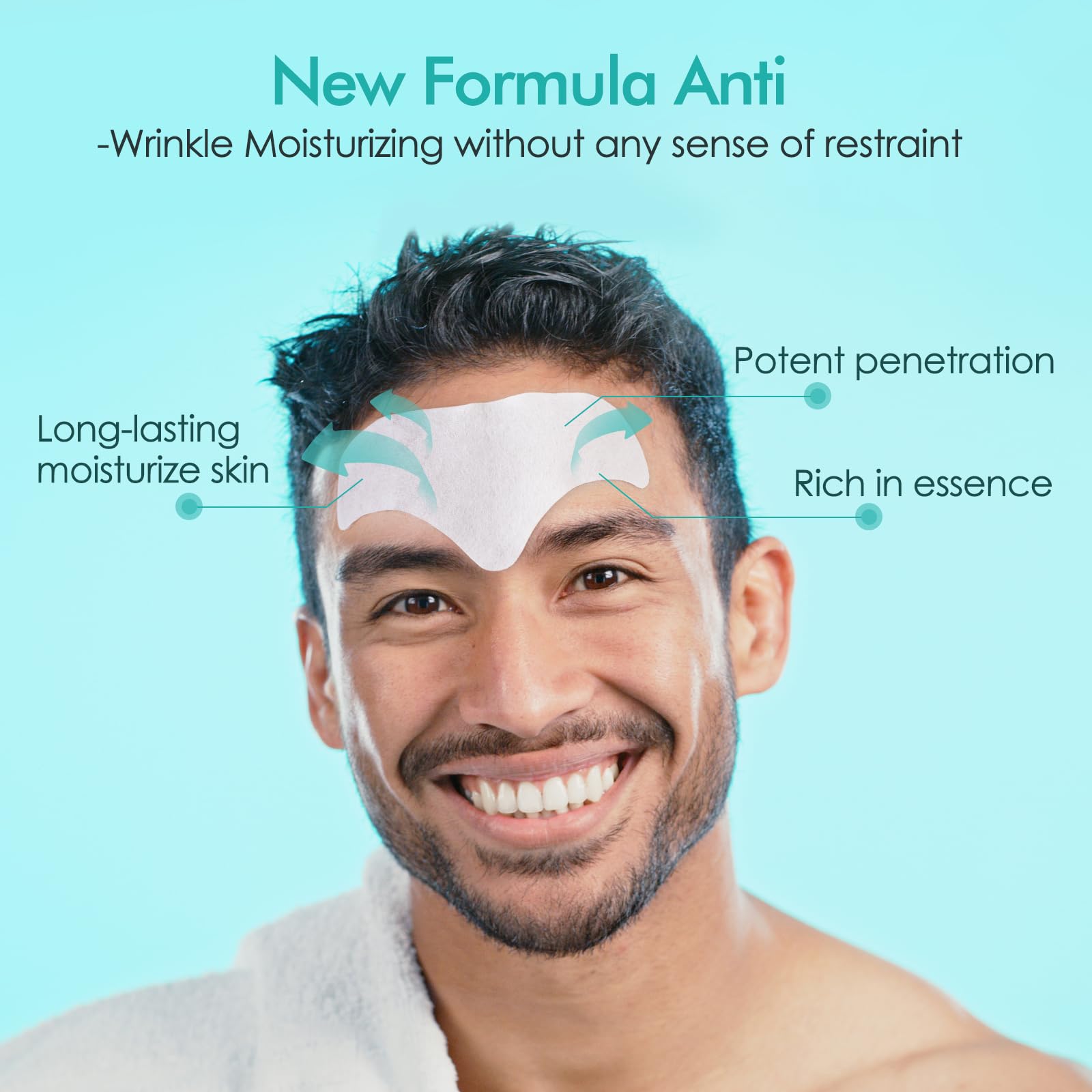 AUSLKA patch applied on forehead showing smoothing benefit
