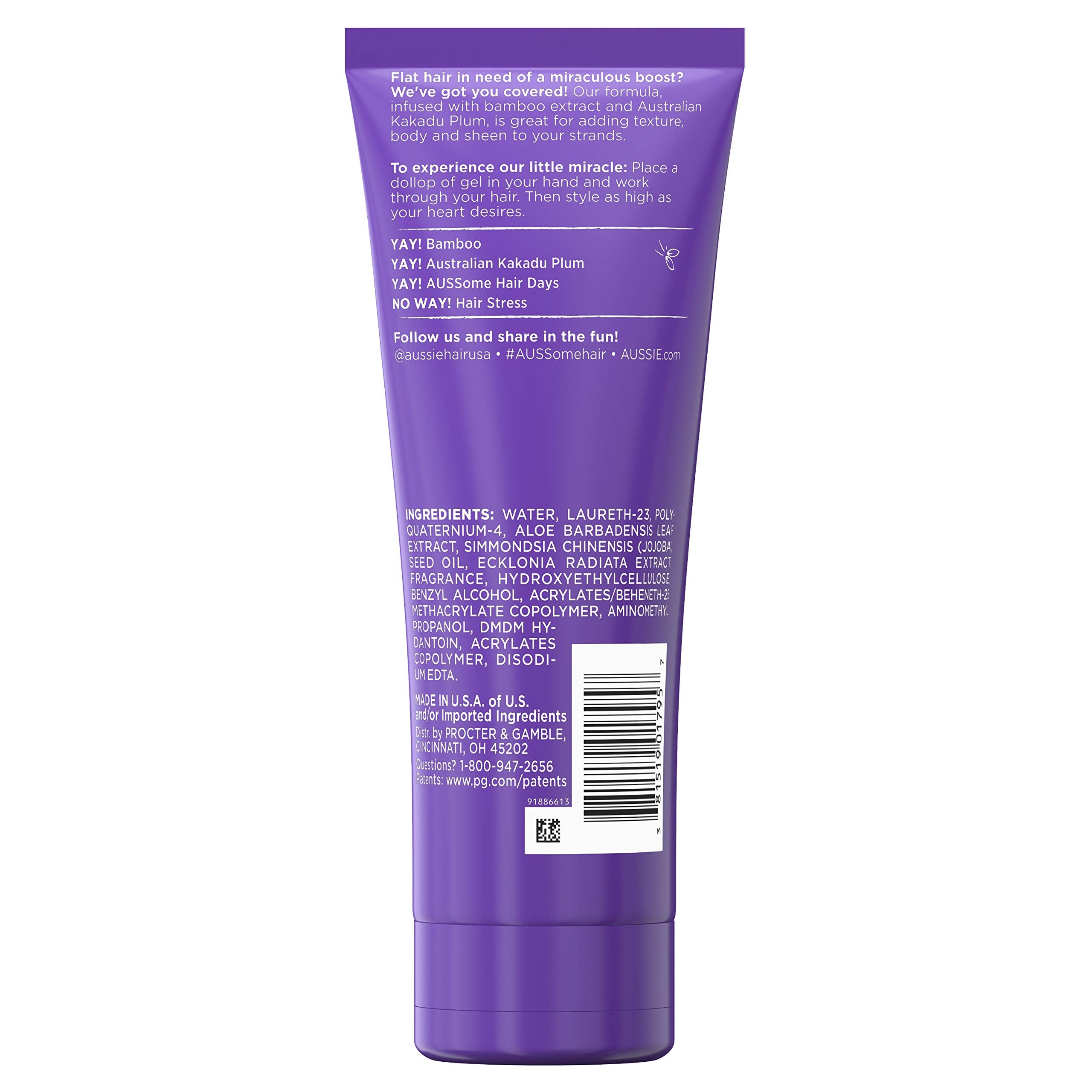 Aussie Headstrong gel texture close-up highlighting light hold and spreadability benefit