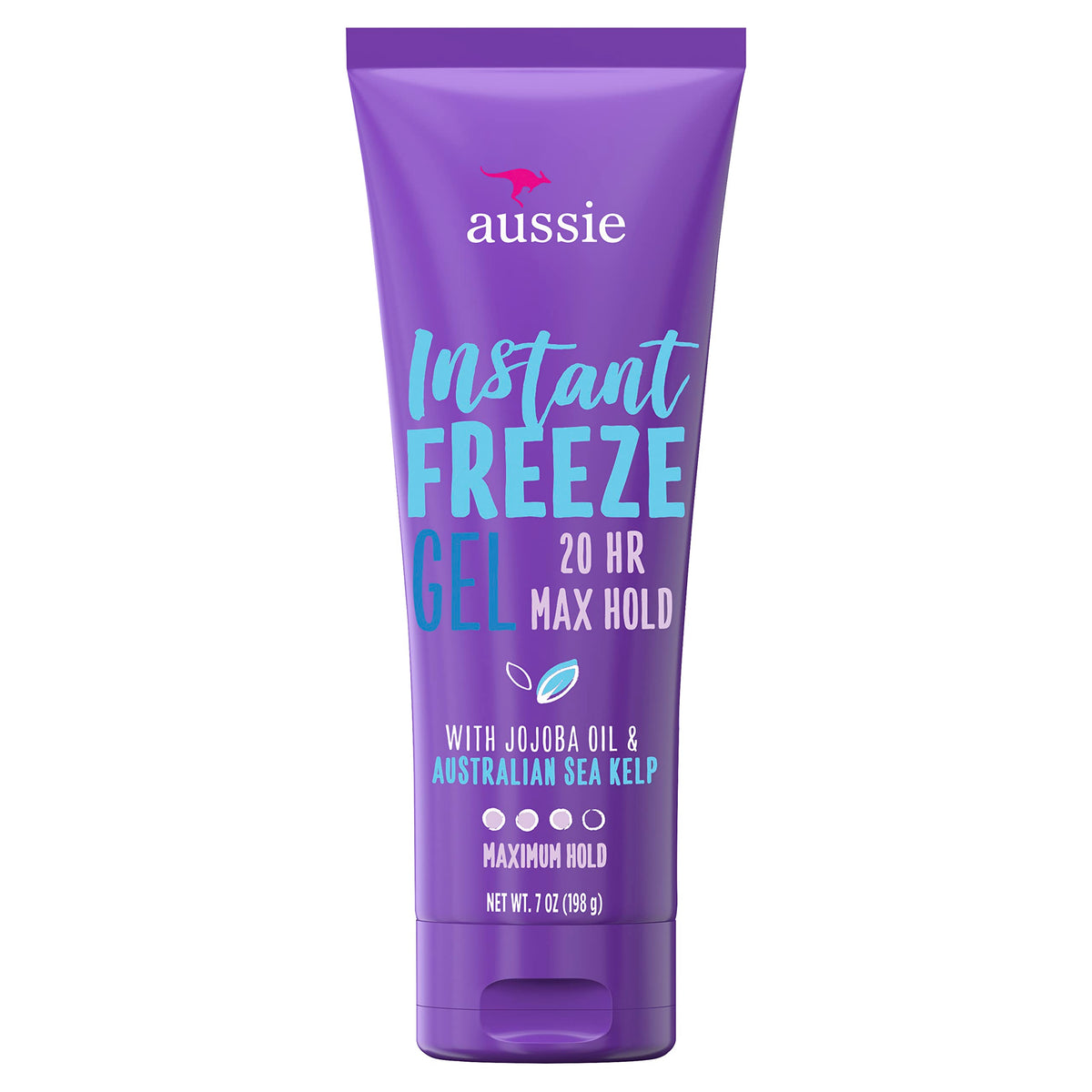 Aussie front packaging showing 7 ounce gel and branding for reliable hold