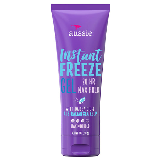Aussie front packaging showing 7 ounce gel and branding for reliable hold