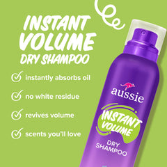 Aussie instant volume angled can highlighting design and brand