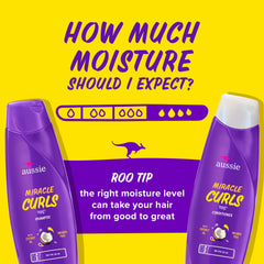 Aussie Miracle Curls detangling milk pour displaying lightweight slip to reduce breakage