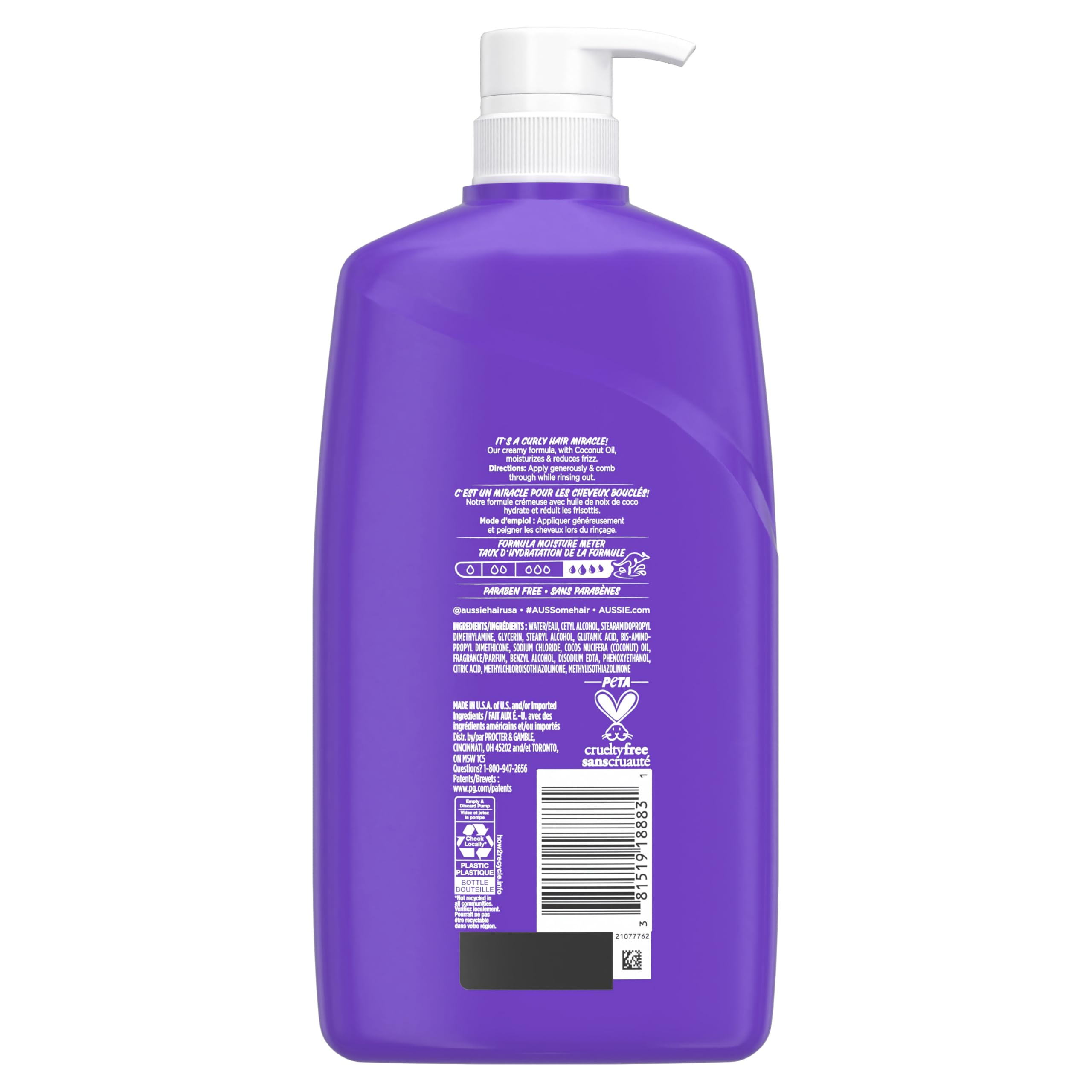 Aussie Miracle Curls bottle on bathroom shelf in lifestyle scene, appealing routine
