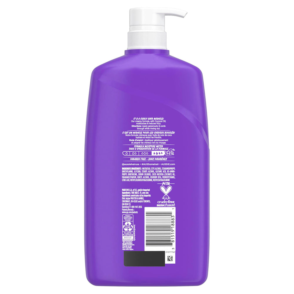 Aussie Miracle Curls bottle on bathroom shelf in lifestyle scene, appealing routine