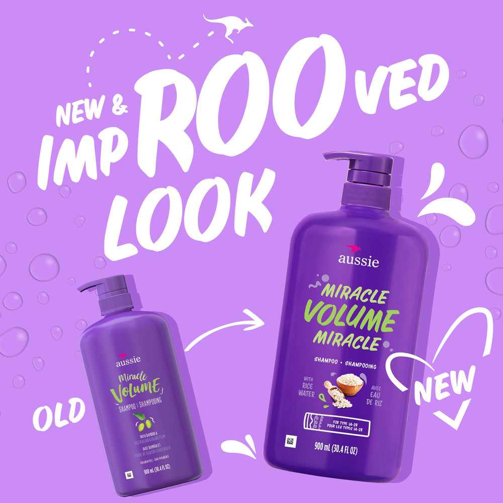 Aussie label close-up on pump bottle highlighting paraben-free and scent benefits