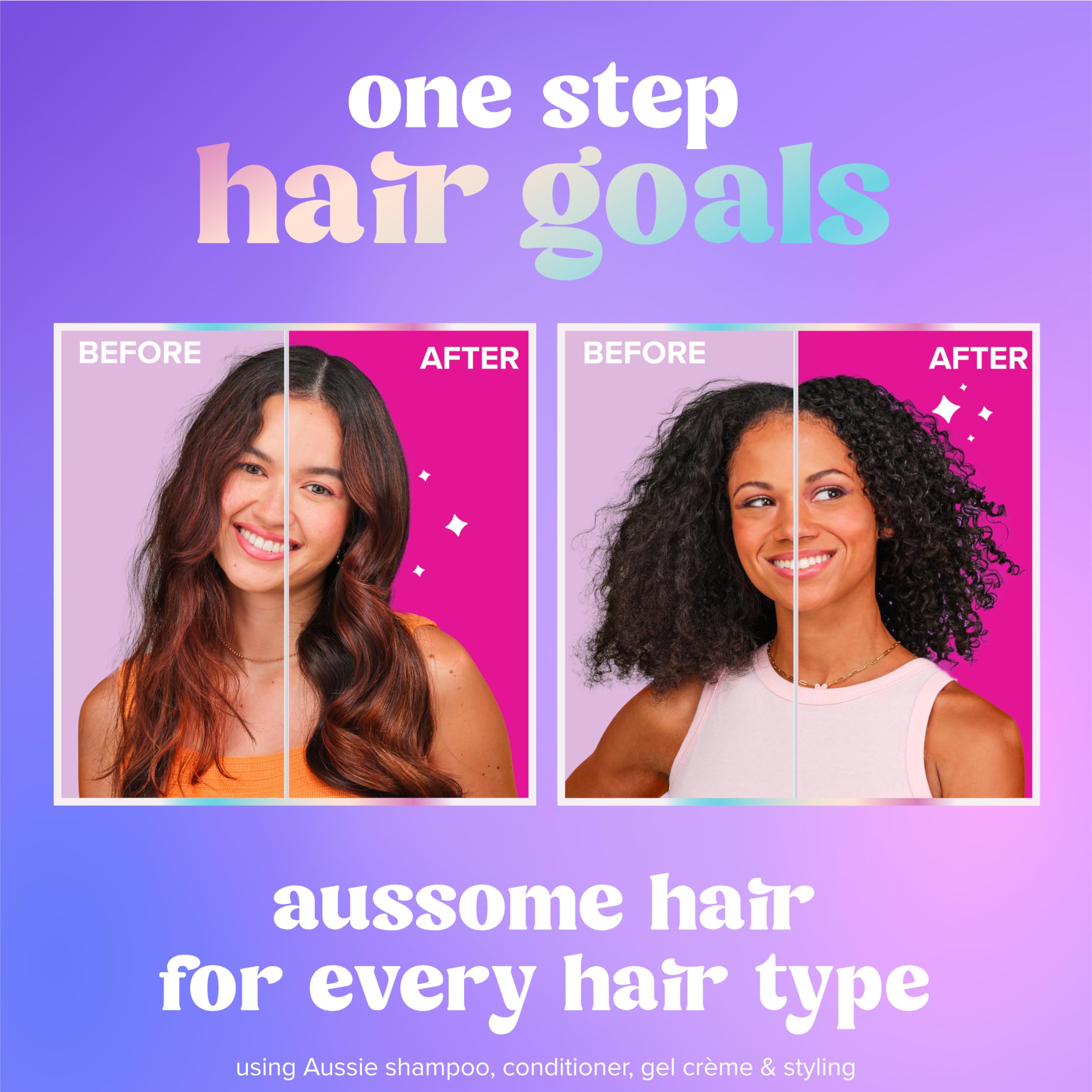 Applying Aussie Ultra Wonder Gel Crème to curly hair for defined bounce and frizz control