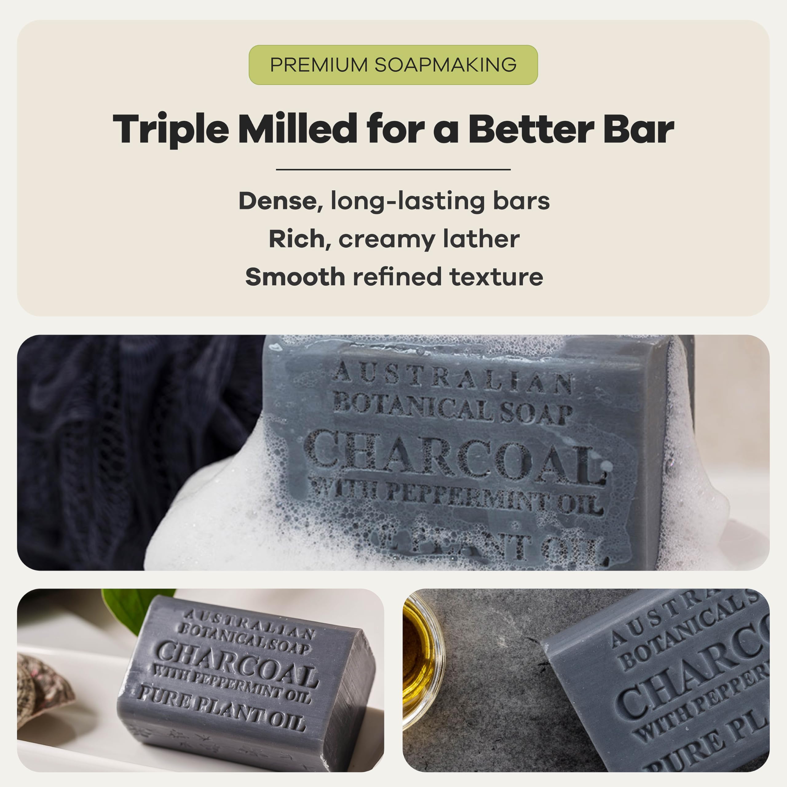Australian Botanical activated charcoal swirl detail illustrating deep-cleansing benefit