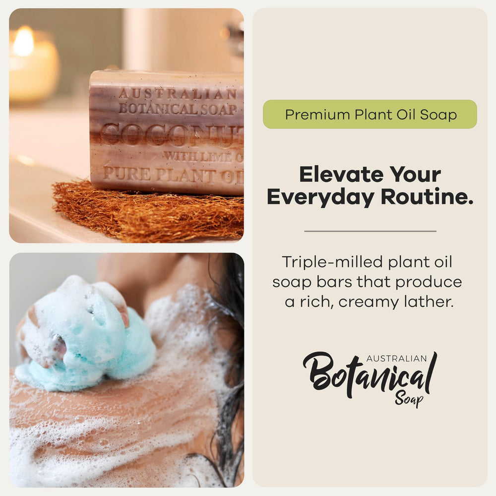 Australian Botanical Soap bar side profile showing large size and long-lasting benefit