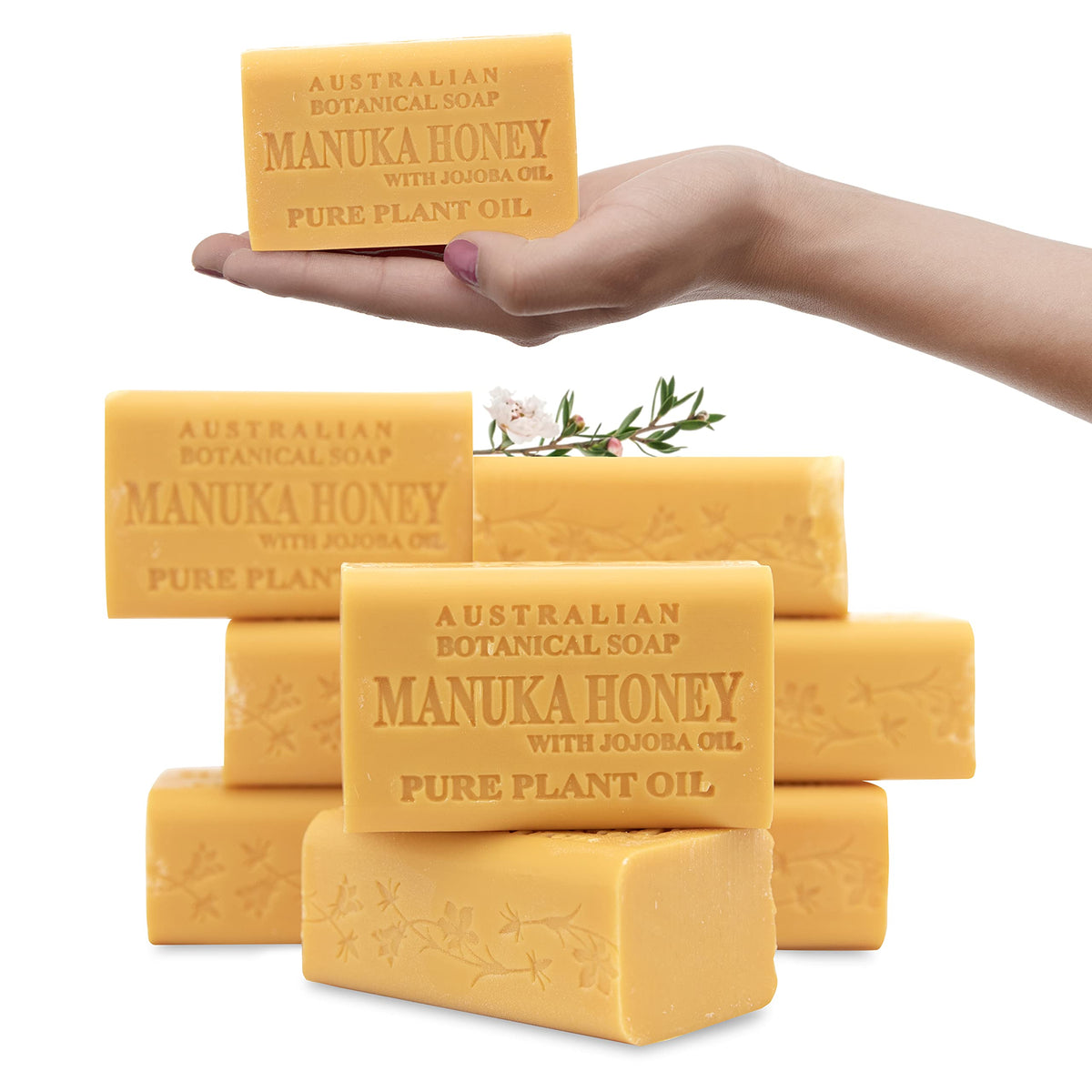 Australian Botanical Soap front packaging showing large 6.6 oz bar and branding benefits