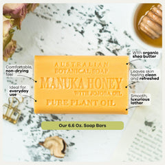 Hand lathering Australian Botanical Soap to show rich foam and skin-conditioning benefit
