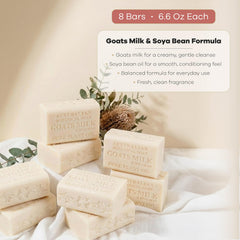 Australian Botanical Soap ingredients label highlighting goats milk, soya and shea benefits