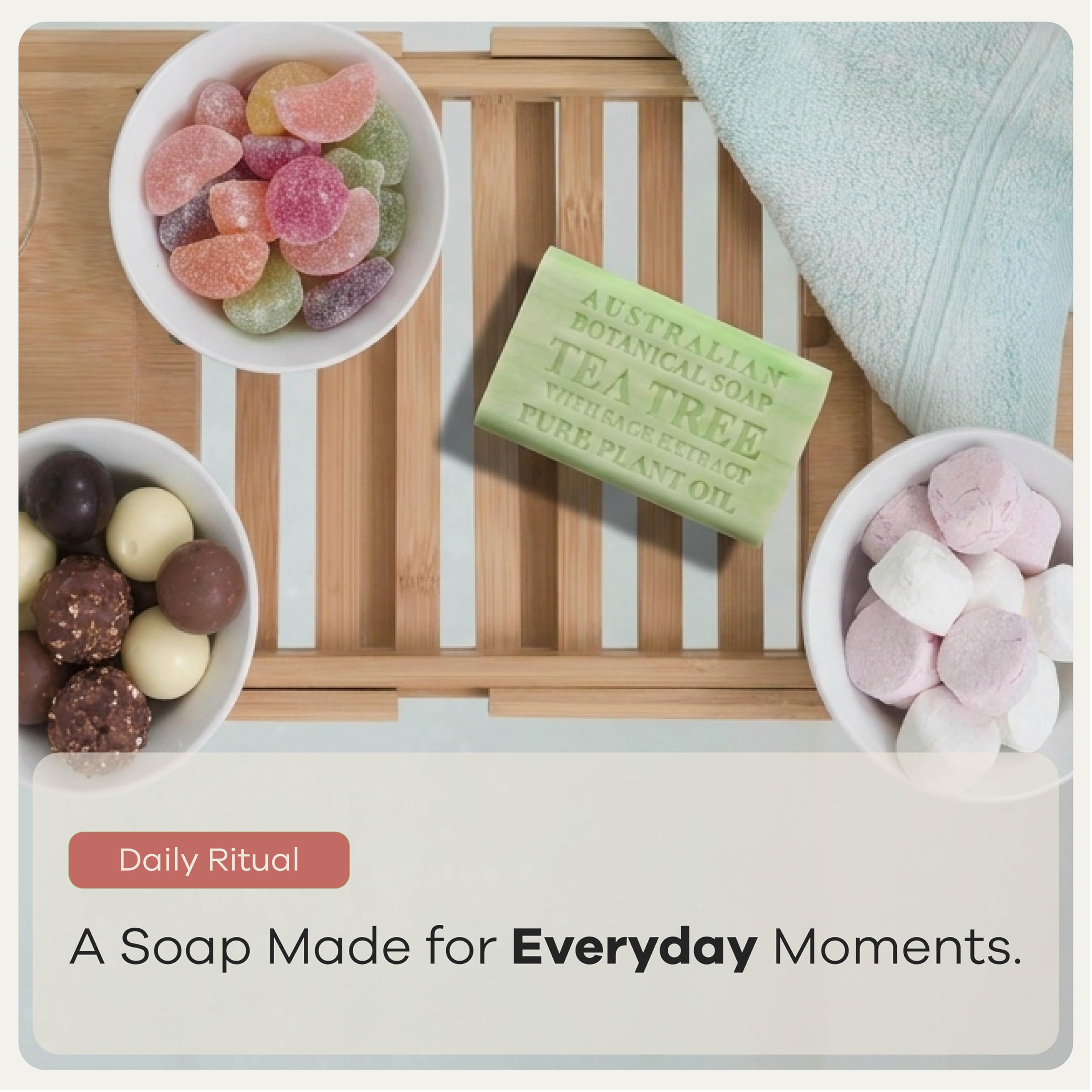 Australian Botanical Soap label close-up showing ingredient transparency and sustainable sourcing