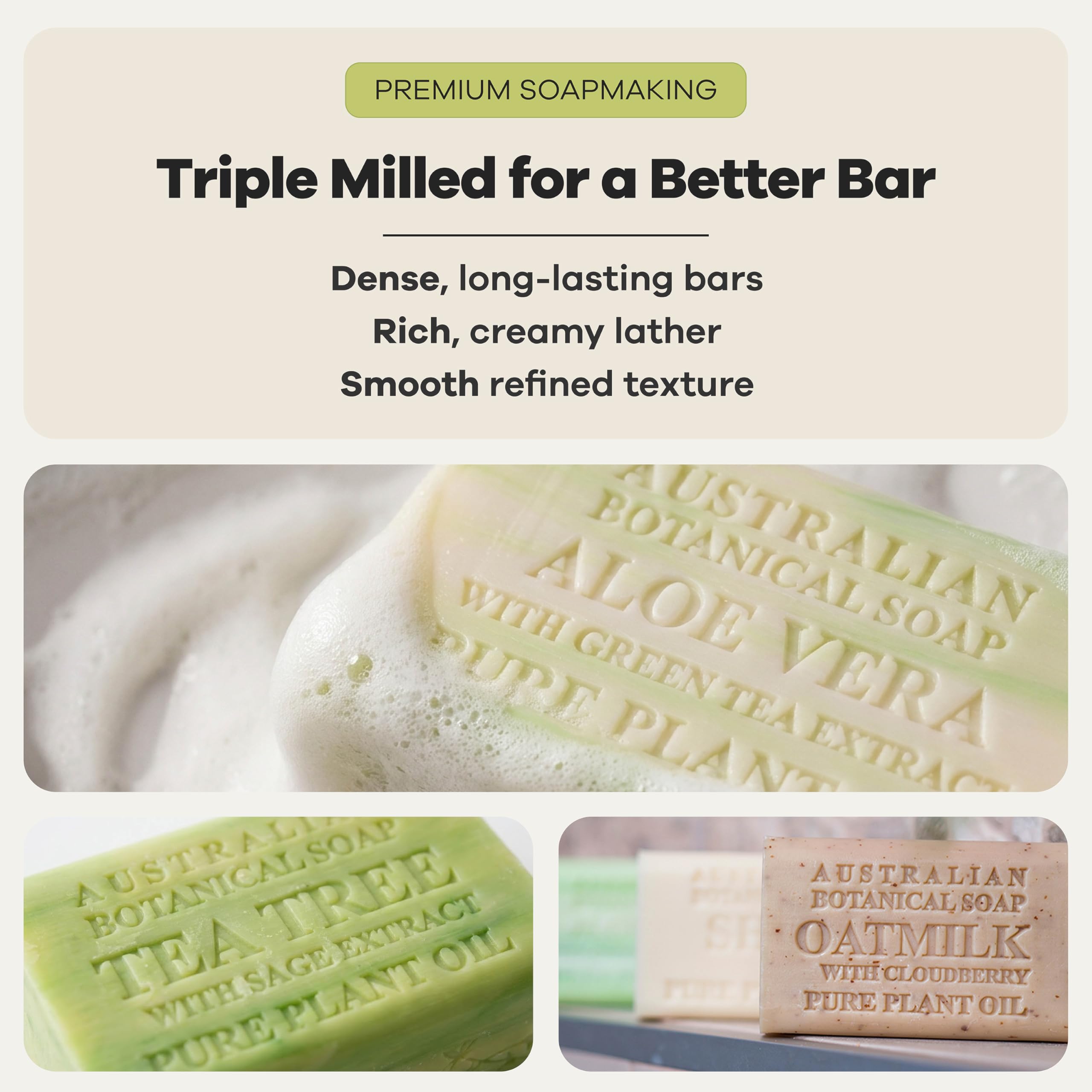 Australian Botanical Soap label close-up displaying ingredient list and transparency