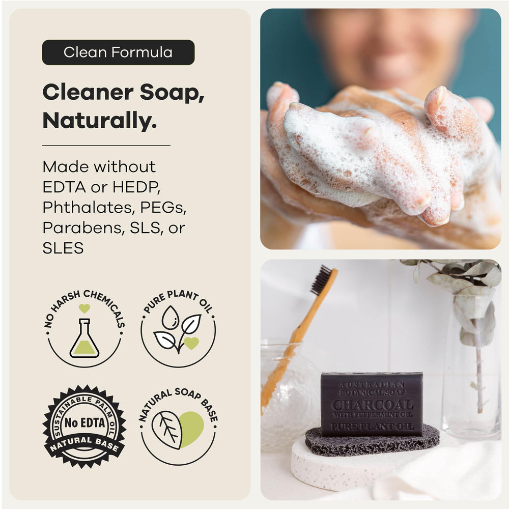 Australian Botanical soap lather in hand demonstrating rich creamy lather benefit