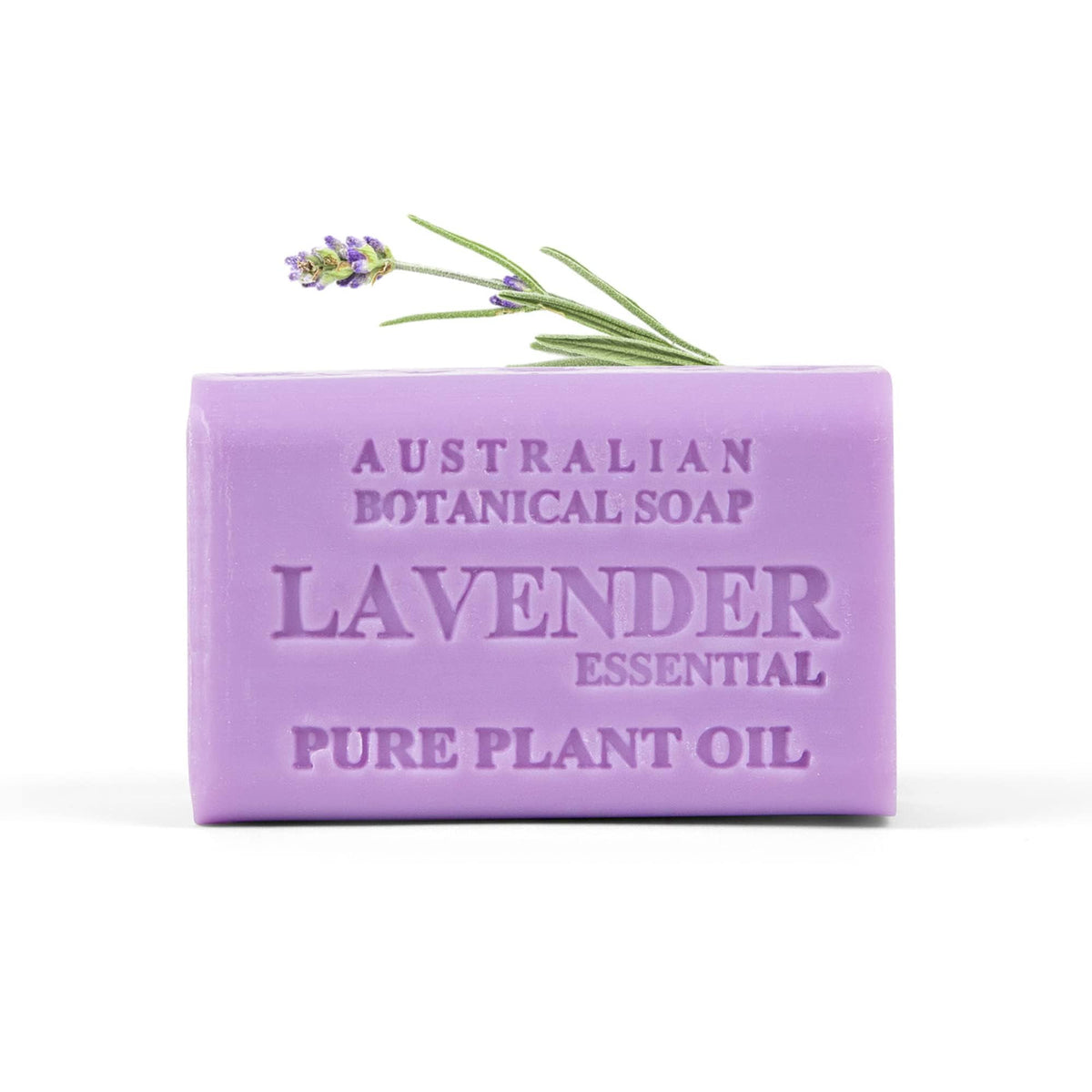 Australian Botanical Soap lavender front packaging showing bar and benefits