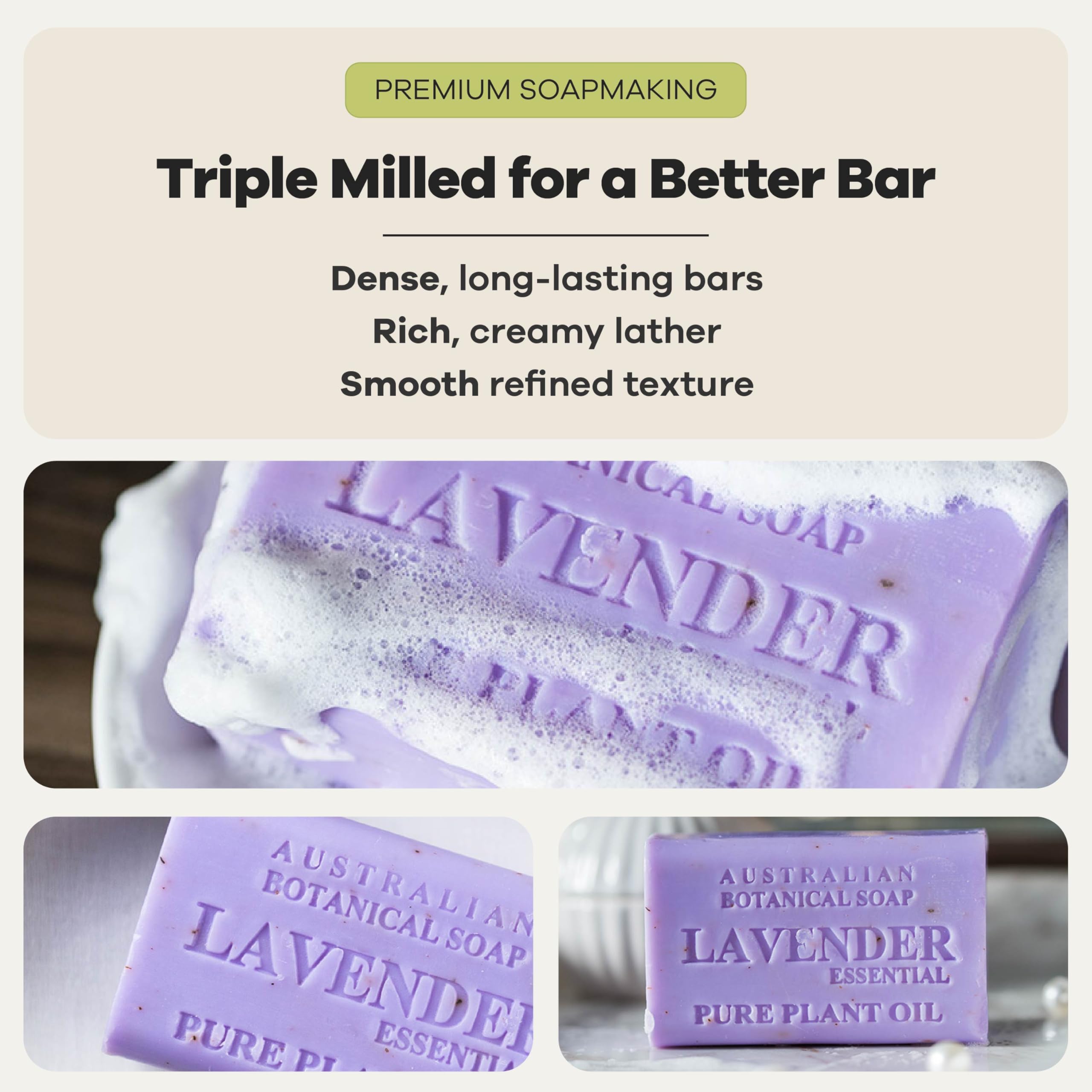 Australian Botanical Soap lavender with shea butter ingredient to hydrate skin