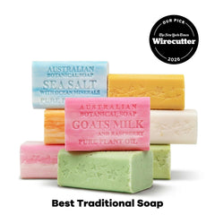 australian botanical soap single bar close-up highlighting dense triple-milled finish