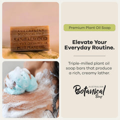 Australian Botanical Soap single bar close-up highlighting dense triple-milled texture and lasting use