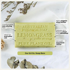 Australian Botanical Soap held in hand to compare extra-large 6.6 oz size