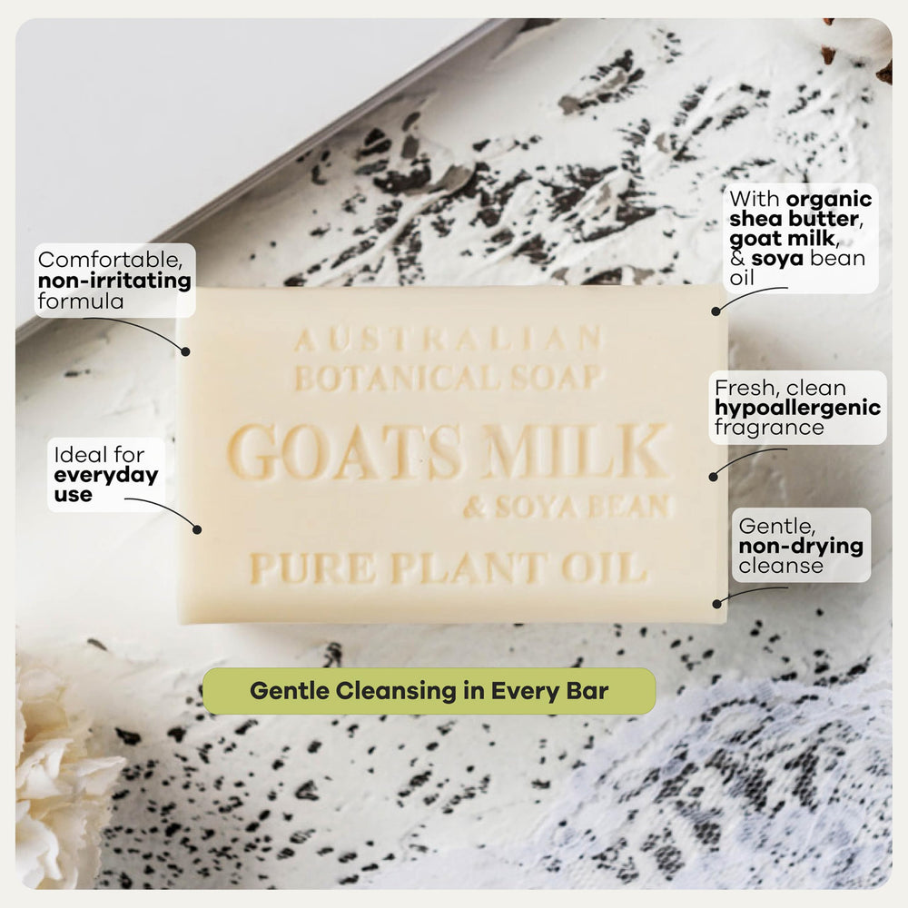 Australian Botanical Soap pouring soya bean oil to show skin-softening benefit