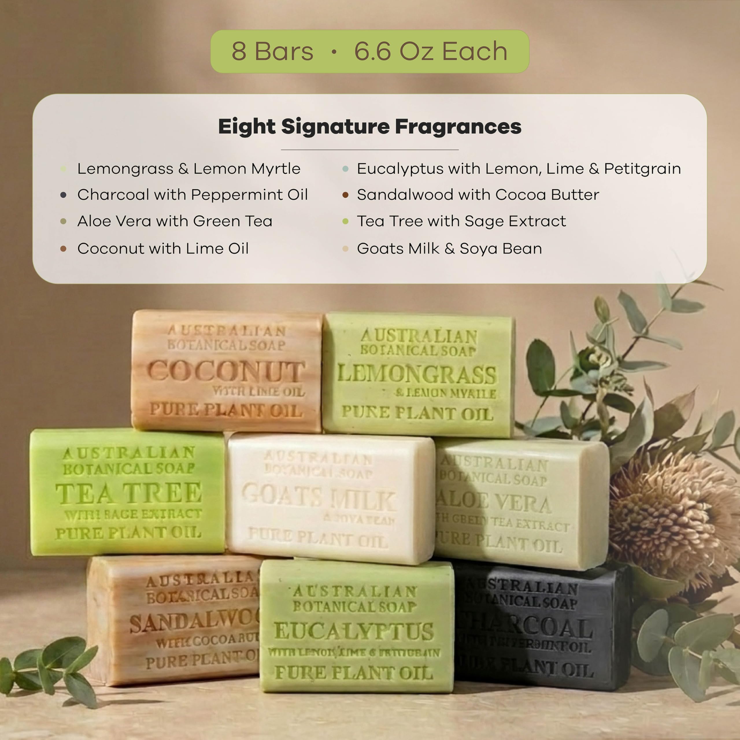 Australian Botanical Soap close-up of bar texture highlighting dense triple-milled feel