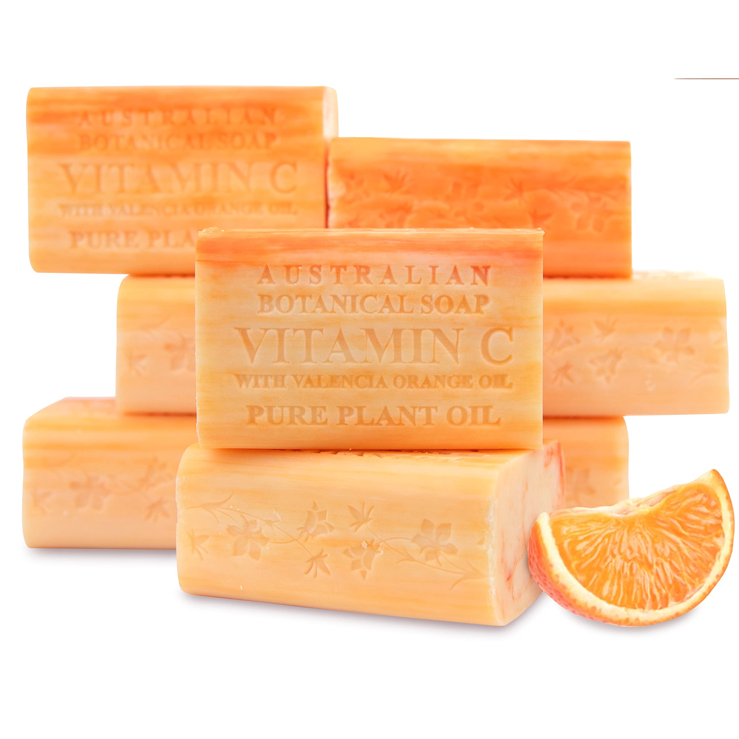 Australian Botanical Soap front packaging showing Valencia Orange scent and benefits