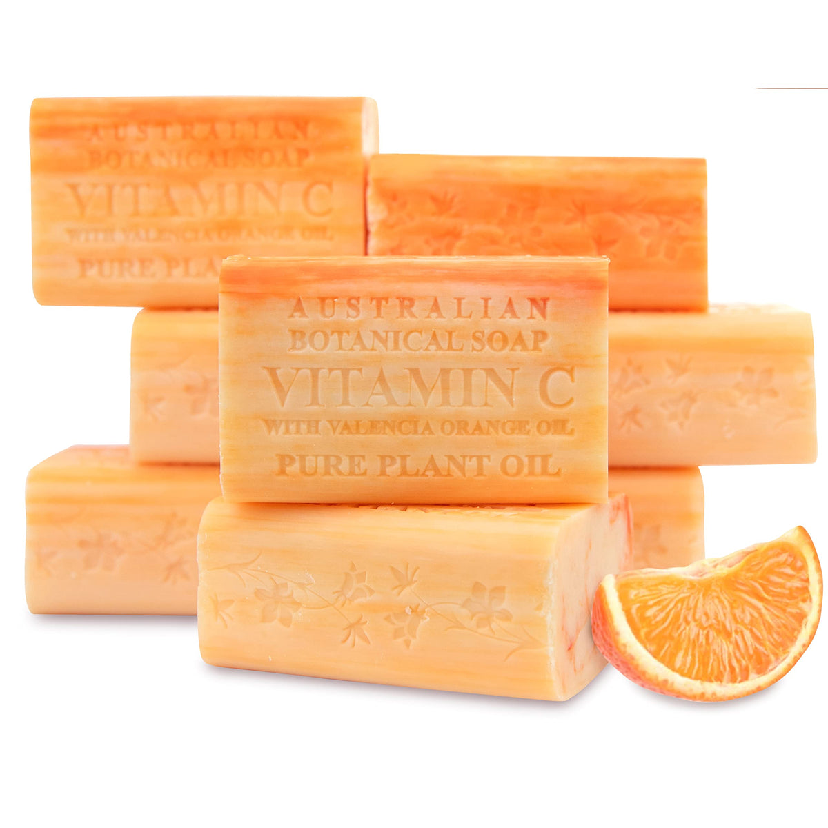 Australian Botanical Soap front packaging showing Valencia Orange scent and benefits